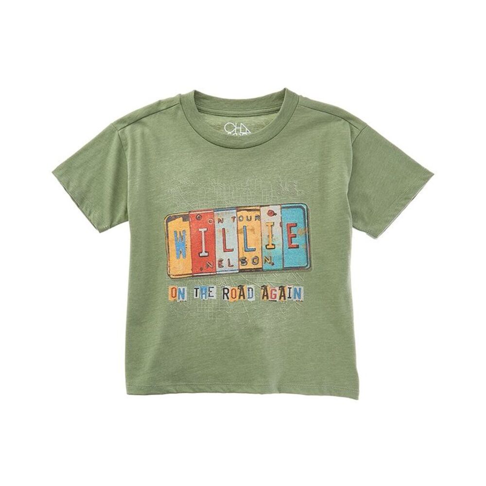 Chaser Boys Willie Nelson On The Road Again T-Shirt, Green